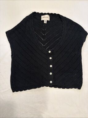 Industry Black Knit Button-Front Sweater Vest